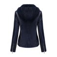thumbnail image 2 of Only Moment Dark Blue Women's Sweatshirt for Women Hooded Leather Jacket For Women Slim Fit Base Shirt Crew Neck Warm Jacket Light Hooded Windproof Coat for Outdoor Hiking XL, 2 of 6