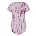 thumbnail image 4 of Frostluinai Women's Plus Size Henley Shirts Short Sleeve Summer Tops Pleated Buttons Up Tunic, 4 of 5