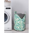 thumbnail image 3 of Bird Laundry Bag, Pelican Creature Exotic Nature Flowers Illustration Print in Pastel Tones, Basket with Handles Drawstring Closure for Laundromats, 13" x 19", Almond Green Multicolor, by Ambesonne, 3 of 4