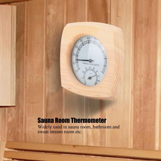 Termómetro higrotermógrafo de madera para sauna, higrómetro, sala de sauna, abeto, esfera de madera, medidor de temperatura, monitor para interiores Amonsee No