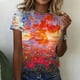 thumbnail image 1 of ICHUANYI Clearance Women's Casual Loose Floral Print Crewneck Printed Short Sleeve T-Shirt Tops(Red, S) ICHUANYI WER2023081117320, 1 of 8