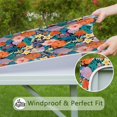 thumbnail image 6 of Square Tablecloth with Floral Design and Elastic Hem, Durable Polyester for Dining Room or Balcony, 34x34 Inch, 6 of 6