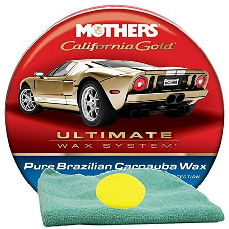 Mothers Cleaner Wax (Mothers California Gold Brazilian Carnauba Cleaner Wax (12 oz.) Bundle with Microfiber Cloth & Foam Pad (3)
