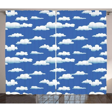 Cloud Curtains 2 Panels Set Abstract Illustration Of Modern Technique Computer Drawn Clouds Window Drapes For Living Room Bedroom 108w X 108l