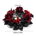 thumbnail image 3 of SLYNSHome Red Rose Berry Mini Candle Ring Wreath, Artificial Black Leaf Small Garland For Candle Table Mantel Indoor Fall Halloween Thanksgiving Farmhouse Tabletop Decor, 3 of 7