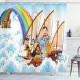 thumbnail image 1 of Children Shower Curtain, Many Animals on a Boat Noah's Ark in Fluffy Clouds with Rainbow Fantasy Cartoon, Fabric Bathroom Set with Hooks, 69W X 84L Inches Extra Long, Multicolor, by Ambesonne, 1 of 3