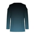 thumbnail image 4 of Gaecuw 3/4 Sleeve T Shirts for Women Summer Gradient Cold Shoulder Sleeve Tees Crewneck Loose Shirts Pullover Tops Three Quarter Blouse Stylish T Shirts Dressy Vacation Blue XL, 4 of 5