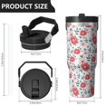 thumbnail image 4 of Floral 30oz Handheld Travel Tumbler with Handle – Double Wall Stainless Steel Insulated Cup, Flip Straw Lid, Leak-Proof & BPA-Free, Durable Hot & Cold Drink Mug,Thanksgiving, Xmas, Spring ,Flower, 4 of 6