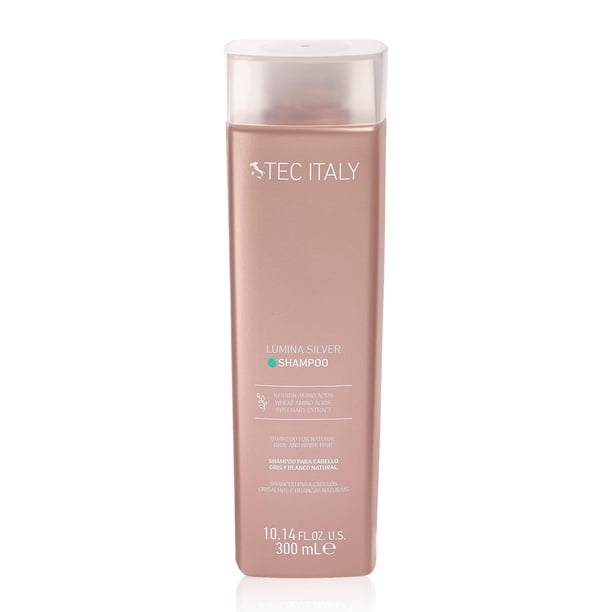 TEC ITALY Lumina Silver Shampoo 300 ml | Shampoo para Cabello Gris o Blanco | Neutraliza Tonos Amarillos, Intensifica Tonos Grises, Aporta Brillo e Hidratación con Ingredientes Naturales