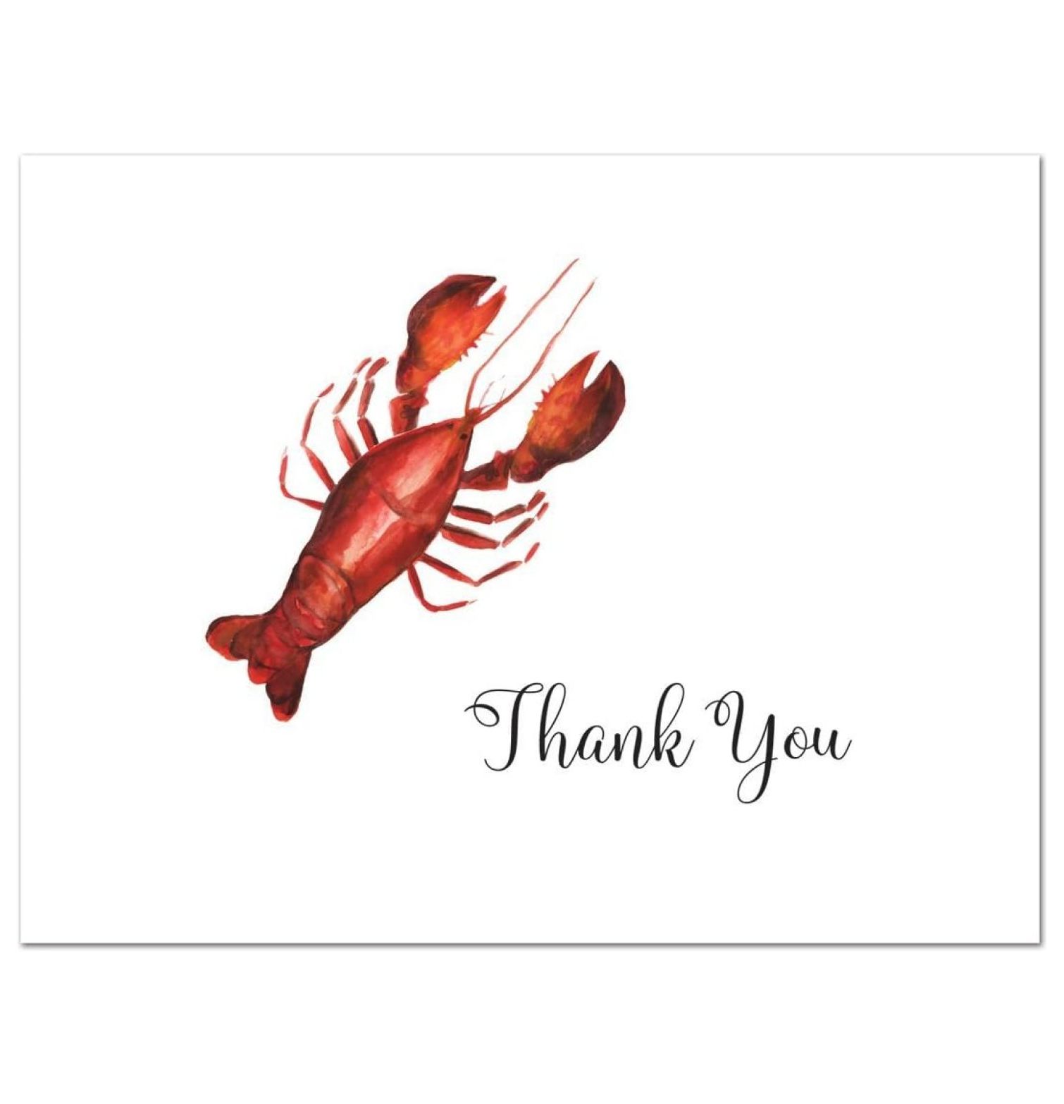 50 cnt Watercolor Lobster Crawfish Thank You Cards