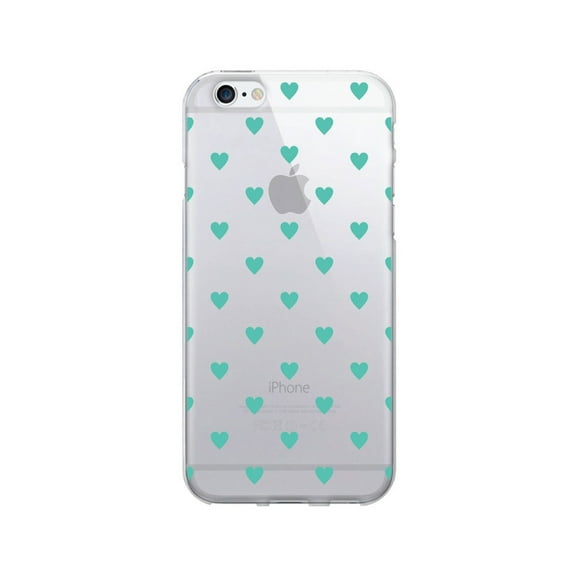 OTM Prints Clear Phone Case, Dotty Turquiose Hearts - iPhone 6 Plus/7 Plus