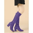 thumbnail image 2 of BLISSFUL STEP Women's Knee High Boots Side Zipper Faux Suede Block Chunky Heels Purple 9, 2 of 8