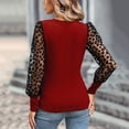 thumbnail image 6 of JINMGG Fall Long Sleeve Shirts for Women, Womens Summer Fall Tops 2024 Women's Lace Sleeve Color Matching Slim Top, 6 of 6