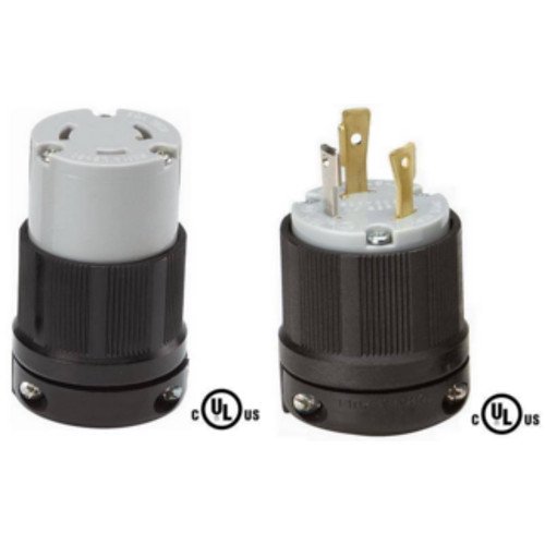 NEMA L5-30 Plug and Connector Set - Rated for 30A, 125V, 3-Wire, 2 Pole