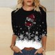 thumbnail image 5 of Camisetas de Navidad para Mujeres, 3/4 Manga Cuello Redondo Blusa con Estampado de Vacaciones, Top de Moda Casual, 5 of 5