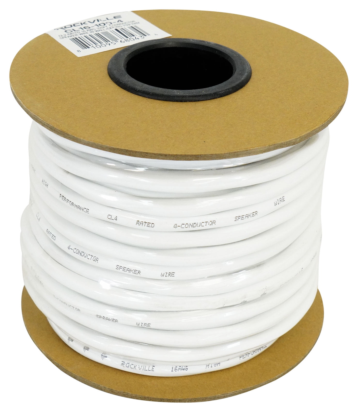 Rockville CL16-100-4 CL2 Rated 16 AWG 100' 4 Conductor Speaker Wire In Ceiling