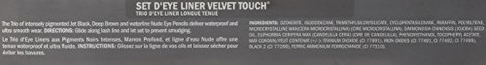 Japonesque VELVET TOUCH Eye Pencil Set: Jet Black, Deep Brown, Waterline Nude  .042oz each