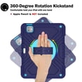 thumbnail image 4 of Military Grade Case for Apple iPad Pro 11 2024,Shoulder Strap Shockproof iPad Case with Pencil Holder 360 Rotating Hand Strap+Kicstand Rugged Siicone and Hard PC Case,Navyblue, 4 of 12