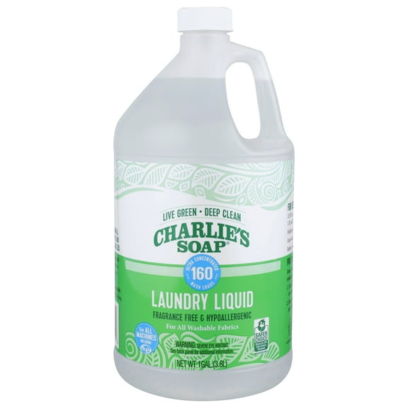 Charlie’s Soap, Laundry Liquid 160 Loads, Fragrance Free, 128 fl oz -1 Pack