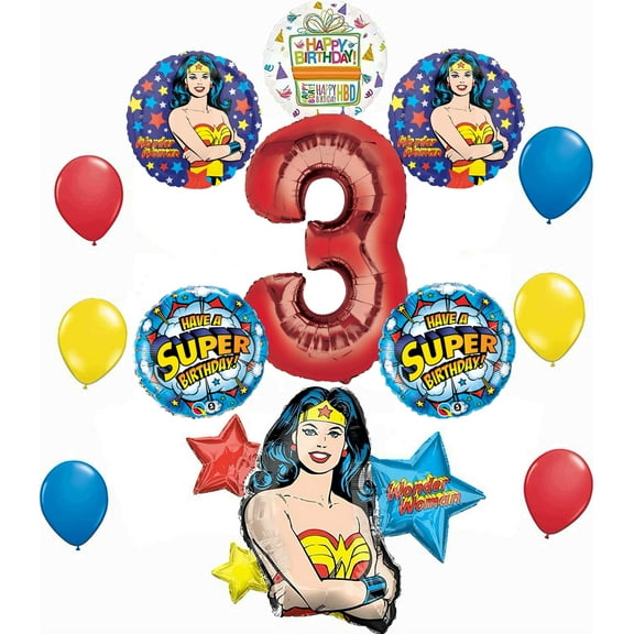 Wonder Woman 3rd Birthday Party Supplies and Balloon Decorations