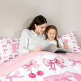 thumbnail image 4 of jejeloiu Cherry Bowknot Monogram P Twin Comforter Sets For Girls,Girly Bow tie Initial Print Bedding Set For Kids,Pink Reversible,2 Pieces, 4 of 7