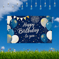 thumbnail image 4 of Navy Blue Happy Birthday Banner with Balloons Fireworks Stars Background for Birthday Party Decorations Photography Props Party Supplies Photo Booth Backdrop Decors, 4 of 8