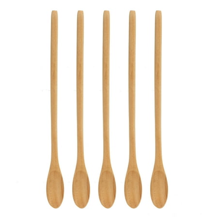 

Wooden Long Tea Spoons 5pcs Wooden Spoons Oval Lightweight Comfortable Grip Long Handle Spoons Set for Coffee Tea Sugar Stirring