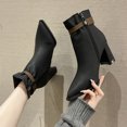 thumbnail image 3 of NECHOLOGY Botas Mujer Zapatos Botines de mujer Moda mujer Color sólido mantener caliente invierno suela gruesa tacones cuadrados cremallera botines cortos zapatos de punta estrecha (Black, 6.5), 3 of 6