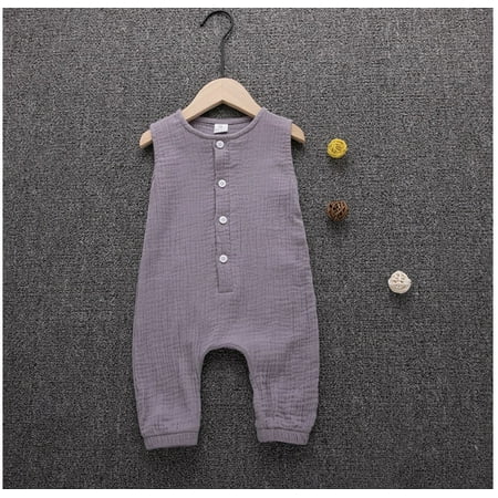 

Unisex Lightweight Cotton Muslin Button Down Romper