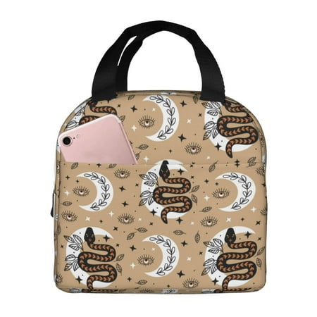 Insulated Lunch Bag for Women Men - Bohemian Cartoon Snake Moon Eyes Leakproof Cooler Lunch Box for Women Men  Lunch Tote Bags for Work School Picnic Travel