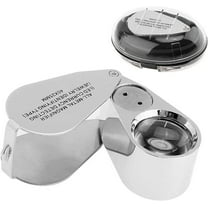 40X Full Metal Illuminated Jewelry Loop Magnifier,XYK Pocket Folding  Magnifying Glass Jewelers Eye Loupe with LED and UV Light(LED Currency