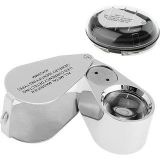 40X Full Metal Illuminated Jewelers Eye Loupe Magnifier, Small Pocket  Folding Magnifying Glass Jewelry Loop with LED for Gems, Jewellery, Coins,  Map, Stamps, Currency Detect, Elders Gift, 1'' Lens Dia
