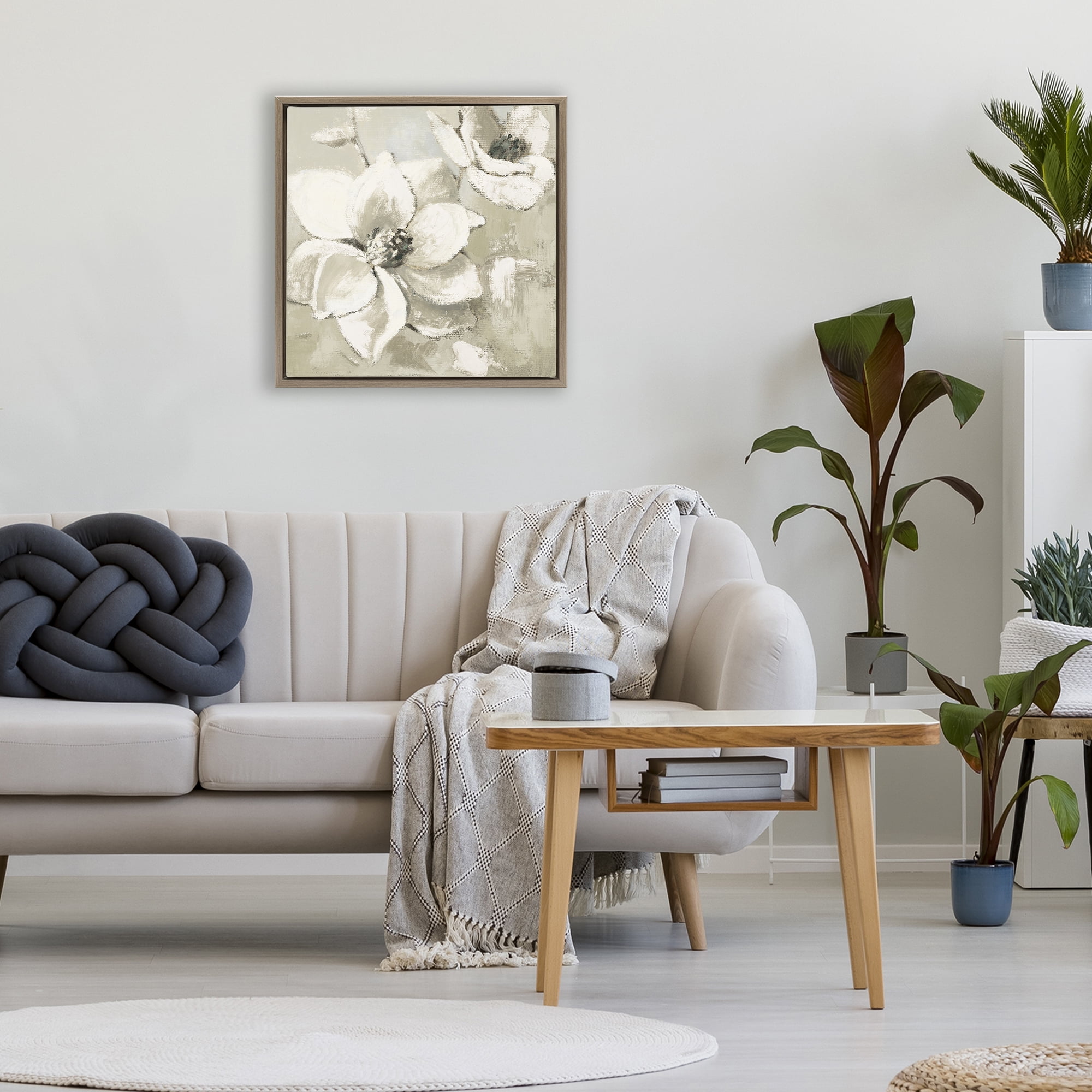 Stupell Industries Magnolias After Rain Brown Framed Floater Canvas Wall Art, design by Lanie Loreth