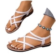 thumbnail image 3 of Women's Wide Width Flat Sandals, Flip Flop Casual Strapy Sandals on Summer Beach Shoes for Women., 3 of 9