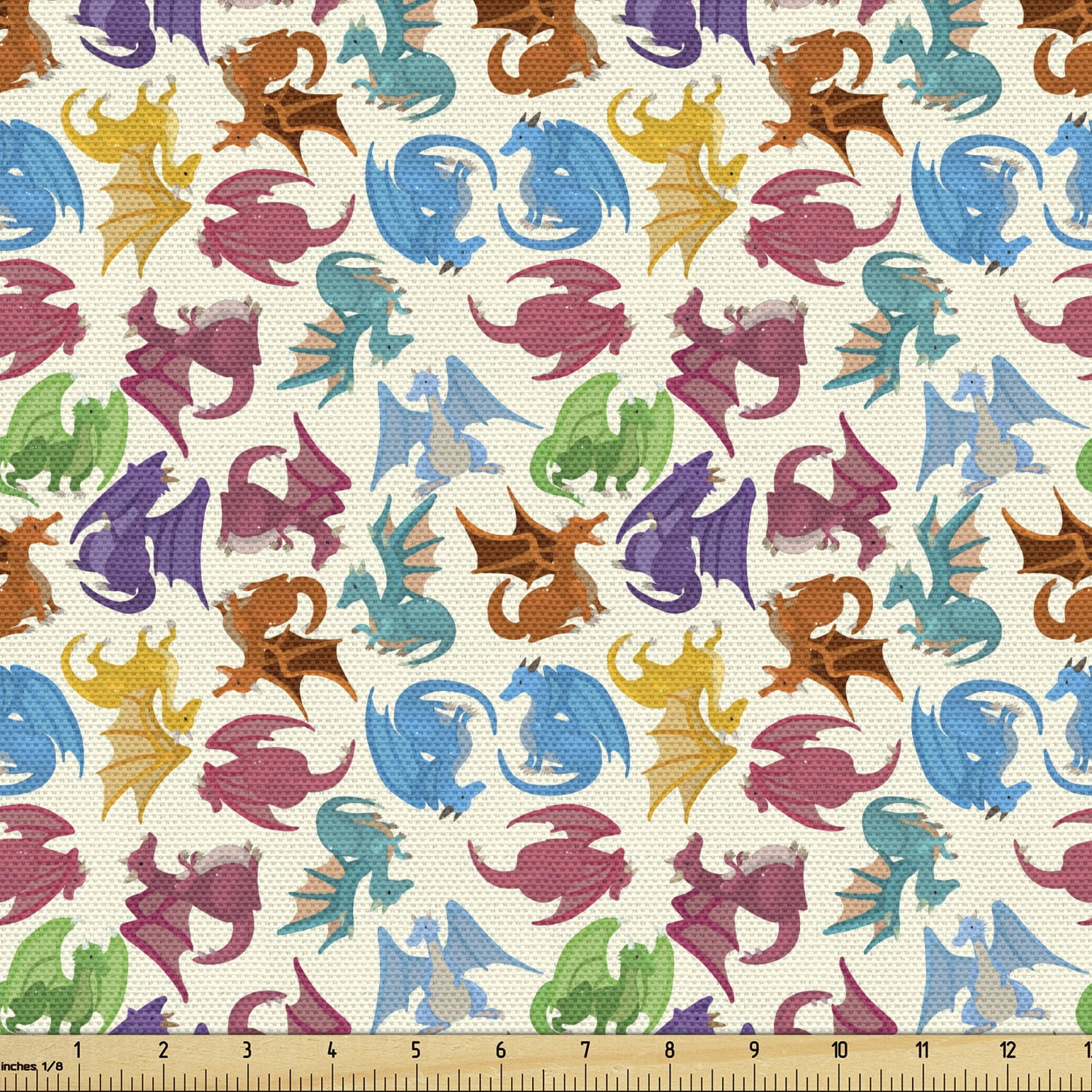 Dragon Sofa Upholstery Fabric by the Yard, Cartoon Style Design for ...