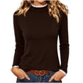 thumbnail image 2 of ThriftyPlait Women Lace Trim Mock Neck Top Long Sleeve Slim Fit Basic Pullover Soft Stretchy Layering Shirt for Fall Winter, 2 of 8
