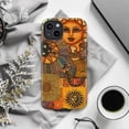 thumbnail image 6 of Boho Sun and Moon Cat Phone Case, Mystical Artistic Design with Celestial Faces and Warm Earth Tones, Protective Cover for iPhone 16 15 14 13 12 11 Pro Max Plus Mini, 6 of 6