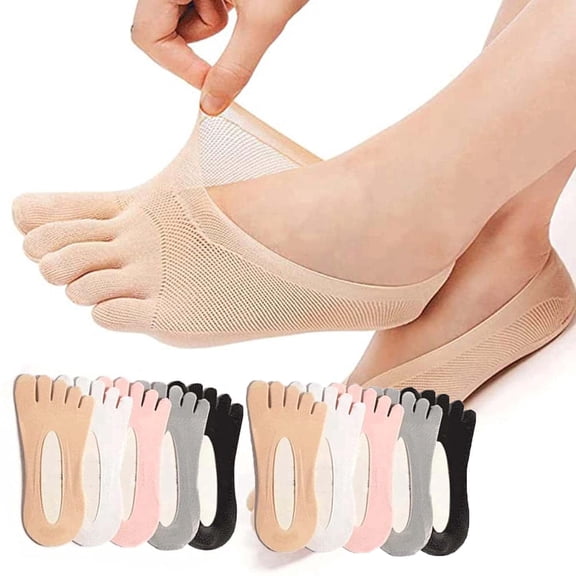 10 Pairs Sock Align Toe Socks for Bunion, No Show Low Cut Five Finger Orthopedic Socks For Women (Black)