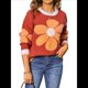 thumbnail image 2 of Suéter de Punto de Halloween para Mujer, Cuello Redondo, Estampado de Calabaza, Larga, Informal, Holgado, Top Corto Naranja M, 2 of 10