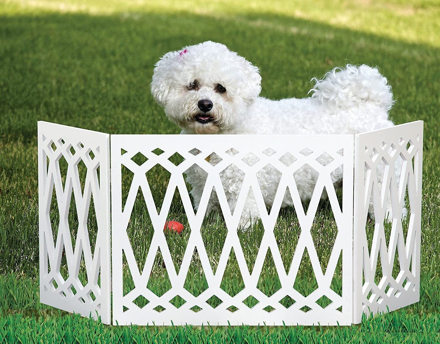 Pet Gate for Doorways and Stairs - Safety Dog Gate -Wooden Panel Freestanding Gates for The House- Z Shape Tri-Fold (Diamond Black)