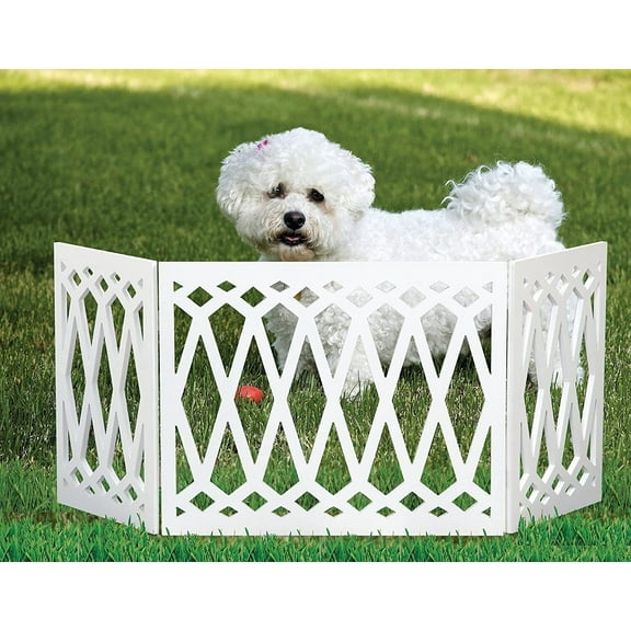 Pet Gate for Doorways and Stairs - Safety Dog Gate -Wooden Panel Freestanding Gates for The House- Z Shape Tri-Fold (Diamond White)
