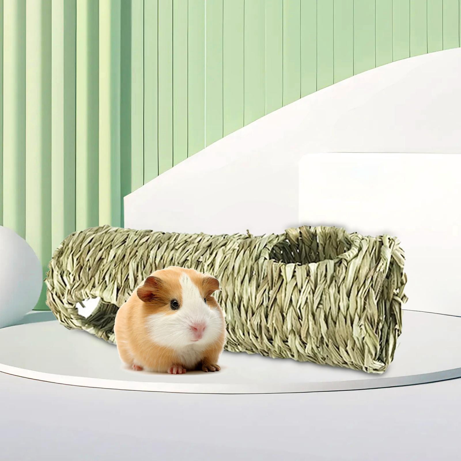 Hamster Grass Tunnel Interactive Toy Cage Chew Toys Rabbit Tunnel Tube Grass House for Mice Parrot Ferret Guinea Pig Sleeping 50x16cm
