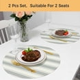 thumbnail image 5 of Green Stripe Round 13 Inch Placemats Set of 2, Modern Farmhouse Geometric Striped HeatResistant Non Slip Place Mats for Dining Table, Wipeable Braided Kitchen Table Mats for Housewarming, 5 of 9