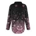 thumbnail image 4 of WTOBBY Women's Button Up Shirt with Long Sleeves and Vintage Floral Print, Irregular Hem Design for Unique Look, Shirt Collar Top for Everyday Wear,Wine 2XL, 4 of 5