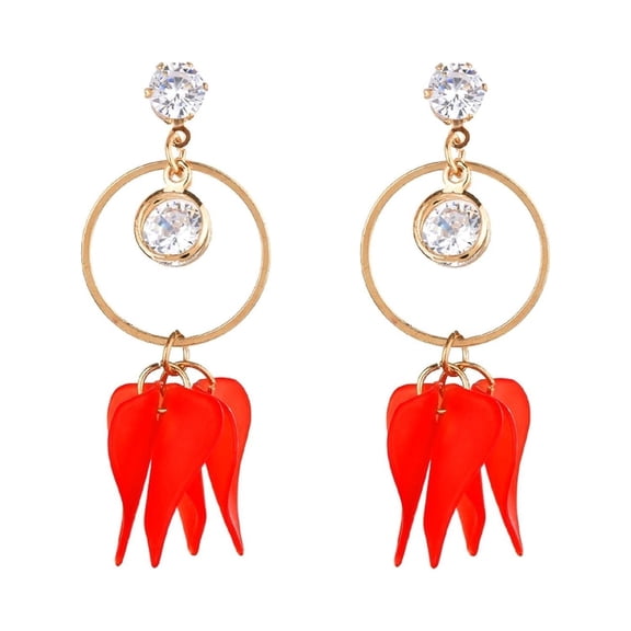 lgenz CZ Linear Bar with Hanging Flower Charm Dangle Drop Earrings for and Women