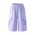 thumbnail image 6 of Khunlpohl 4-15 Years Girls Cargo Shorts Elastic High Waist Casual Summer Athletic Hiking Loose Shorts with Pockets, 6 of 6
