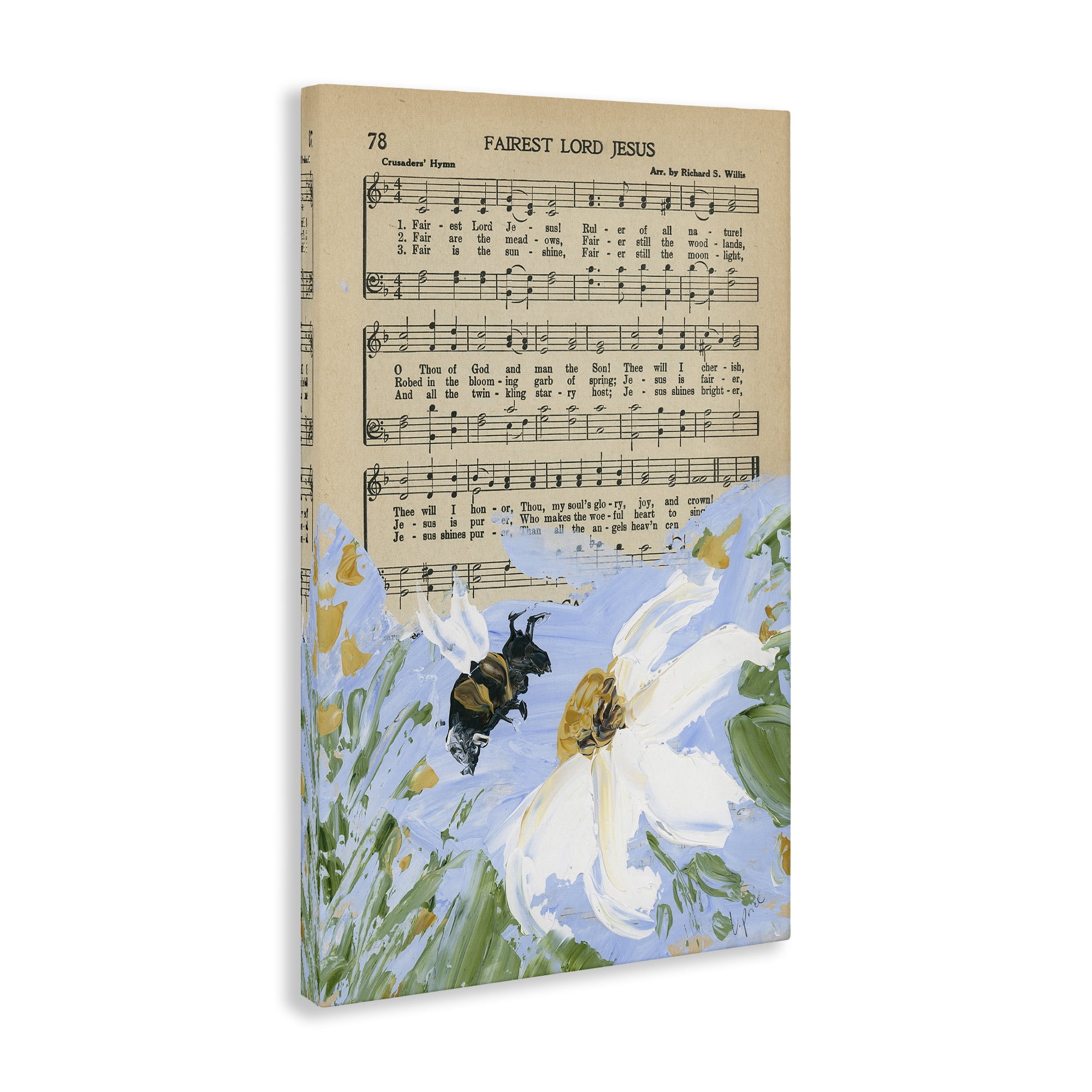 Stupell Industries Floral Music Hymn Religious Painting Gallery Wrapped Canvas Art Print Wall Art, 20 x 30