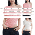 thumbnail image 3 of Off the Shoulder Tops for Women One Shoulder Draped Asymmetrical Cropped Top Casual Going Out Summer Outfits Trendy Short Sleeve T Shirts White L, 3 of 7