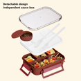 thumbnail image 4 of Utensilios de cocina, aparatos de cocina, electrodomésticos de cocina, lonchera con 4 compartimentos, cubiertos de plástico de gran capacidad, aptos para microondas, aptos para el trabajo y el estudio, 4 of 6