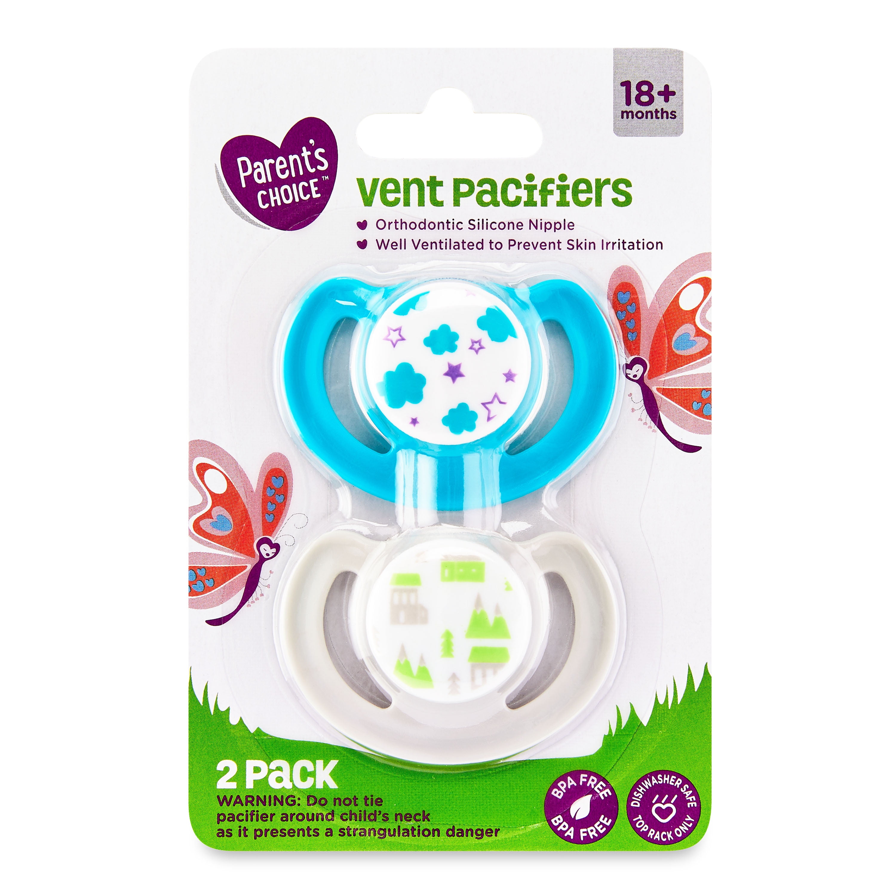 Parents Choice Parent`s Choice 2pk Vent Pacifier 18m+